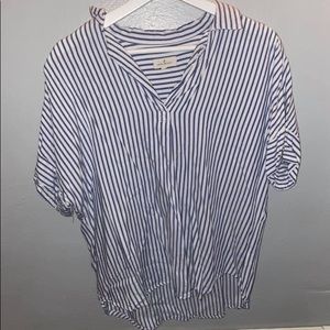 Stripped cotton collared shirt
